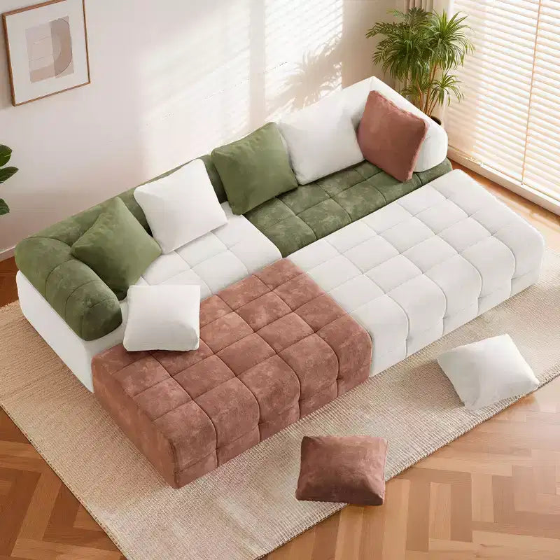 110.23 in. W Colorblock Modular 4-Seater Chenille Sofa with Curved Armrests
