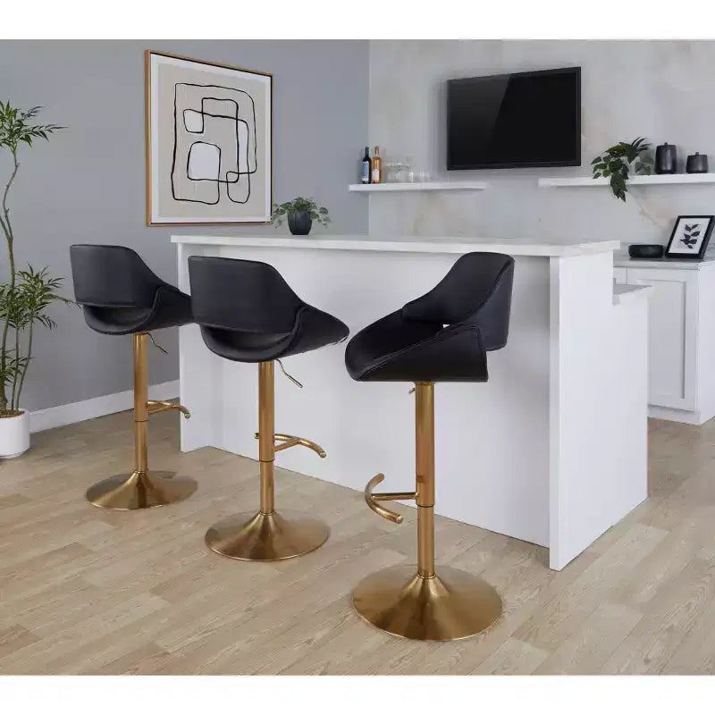 LumiSource Set of 2 Fabrico Adjustable Barstools PU