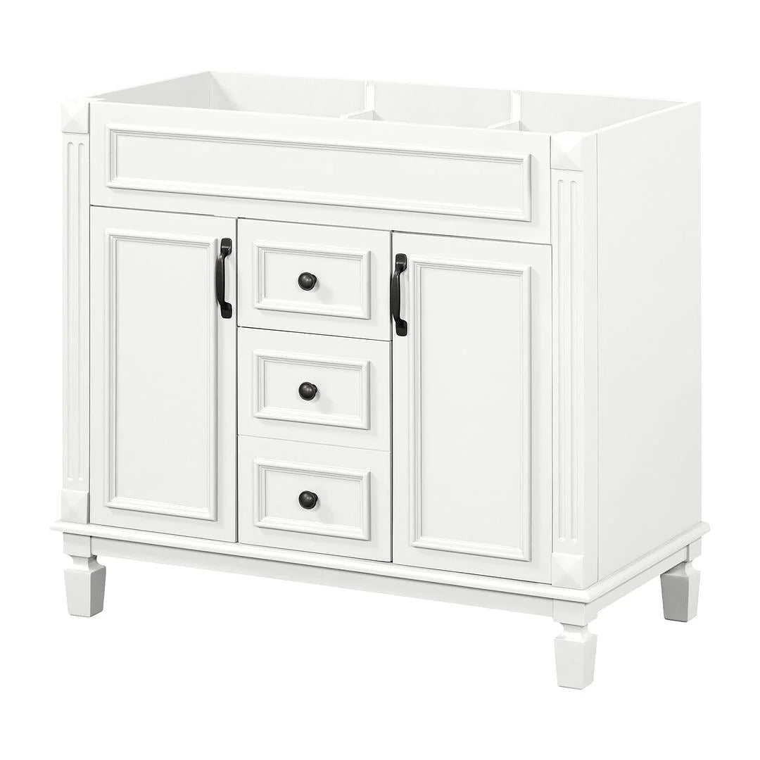 36 Modern Bathroom Vanity with Top Sink and Mirror Cabinet,2 Doors and 2 Drawers