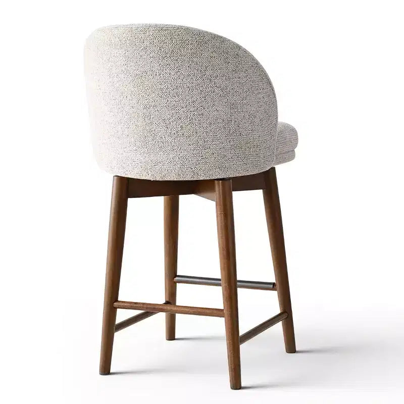 Set of 2 Modern Swivel Counter Stools with Upholstered Seat, 360 Rotating Kitchen Island or Home Bar Chairs with Solid Wood Legs-Panipeachy