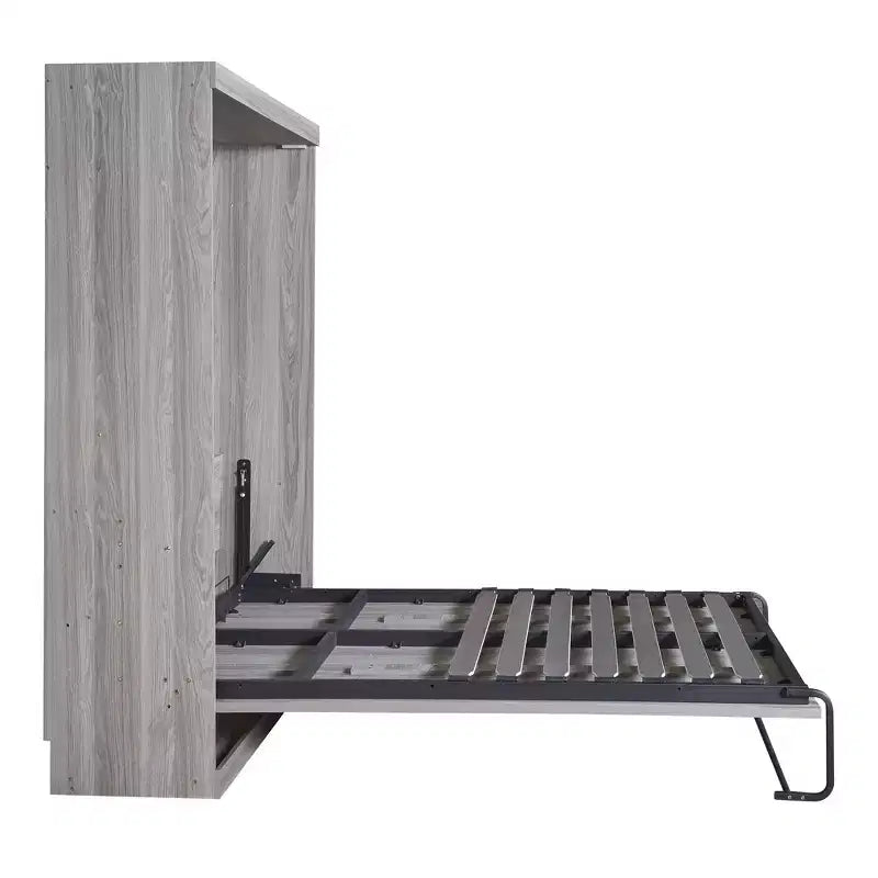 Full/Twin Size Murphy Bed Wall Bed, Wood Cabinet Bed, Gray