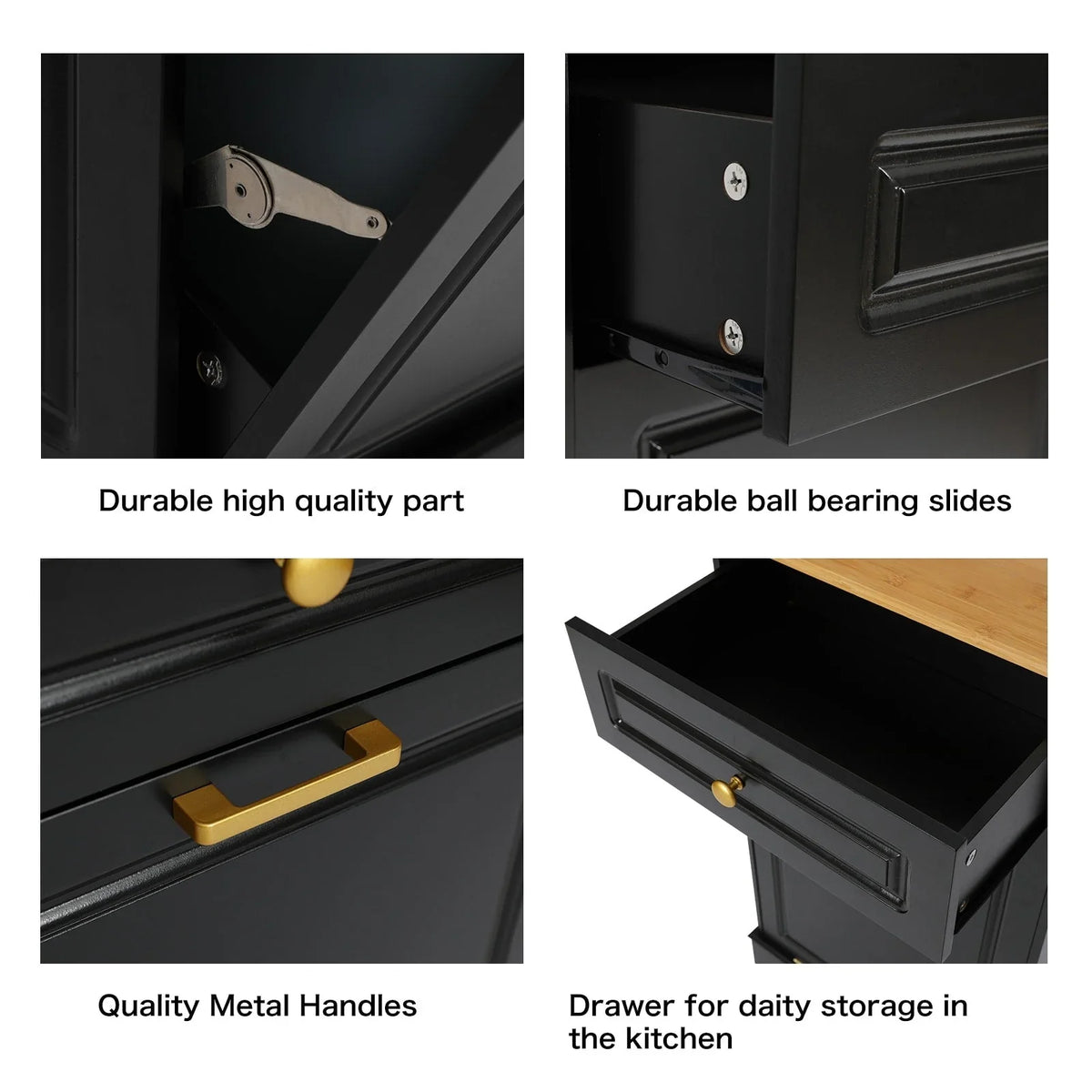 Kitchen Tilt Out Trash Cabinet Can Bin Storage Wooden Counter-top Waste Baskets with Drawer