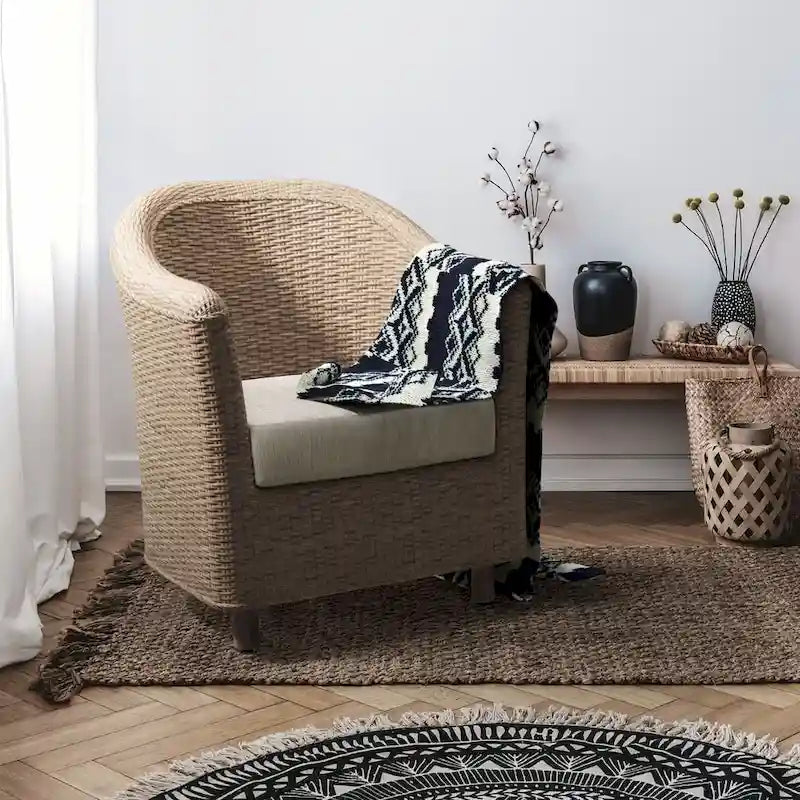 Furniture of America Lali Rustic Kubu Rattan Wicker Armchair