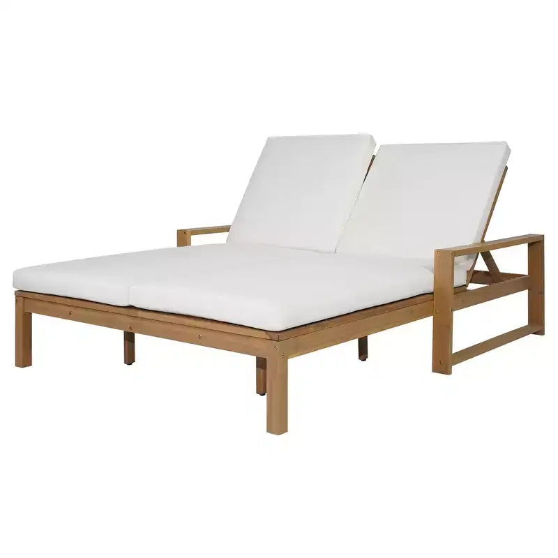Polibi Double Outdoor Lounge Chair with 5-Position Adjustable Backrest
