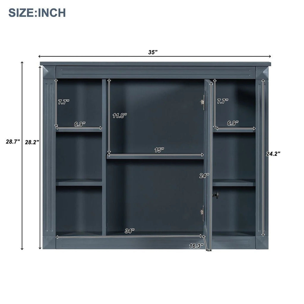 36 Modern Bathroom Vanity with Top Sink and Mirror Cabinet,2 Doors and 2 Drawers