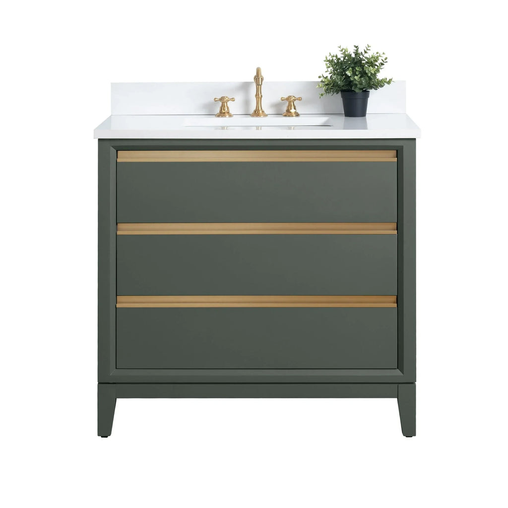 Vanity Art Bathroom Vanity with Ceramic Sink and Engineered Marble Top