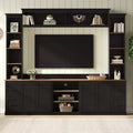 ModernLuxe 4-in-1 Farmhouse Entertainment Center Wall Unit, Fits TVs Up to 70, TV Stand Media Console w/ Adjustable Shelves & Drawers