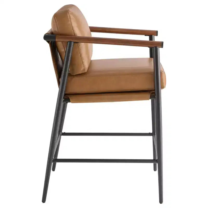 Spruce&Spring Modern Counter Stools with Arm & Metal Frame Set of 2