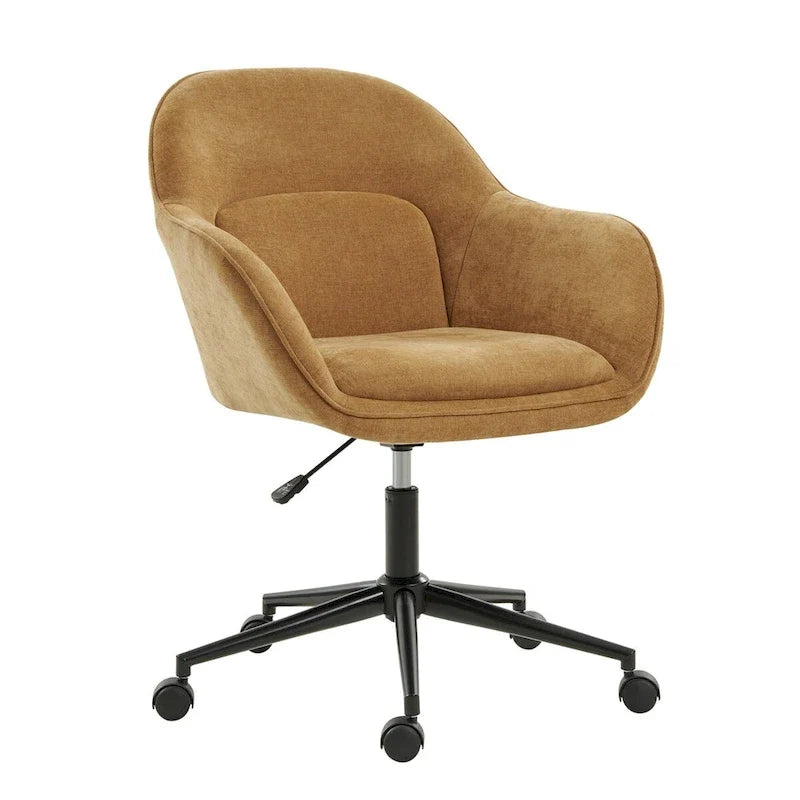 Victoria Curved Backrest 0ffice Chair Rotatable With Casters And Metal Base by HULALA HOME
