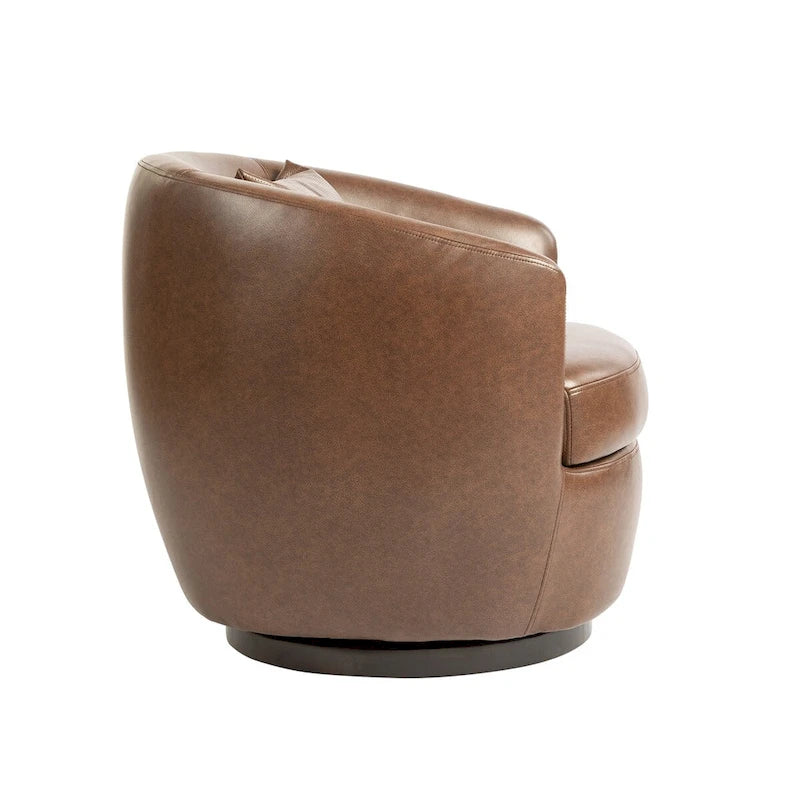 Upholstered Swivel Barrel Armchair with Storage Modern Living Room Side Chair for Bedroom, Office, Reading Spaces- PU