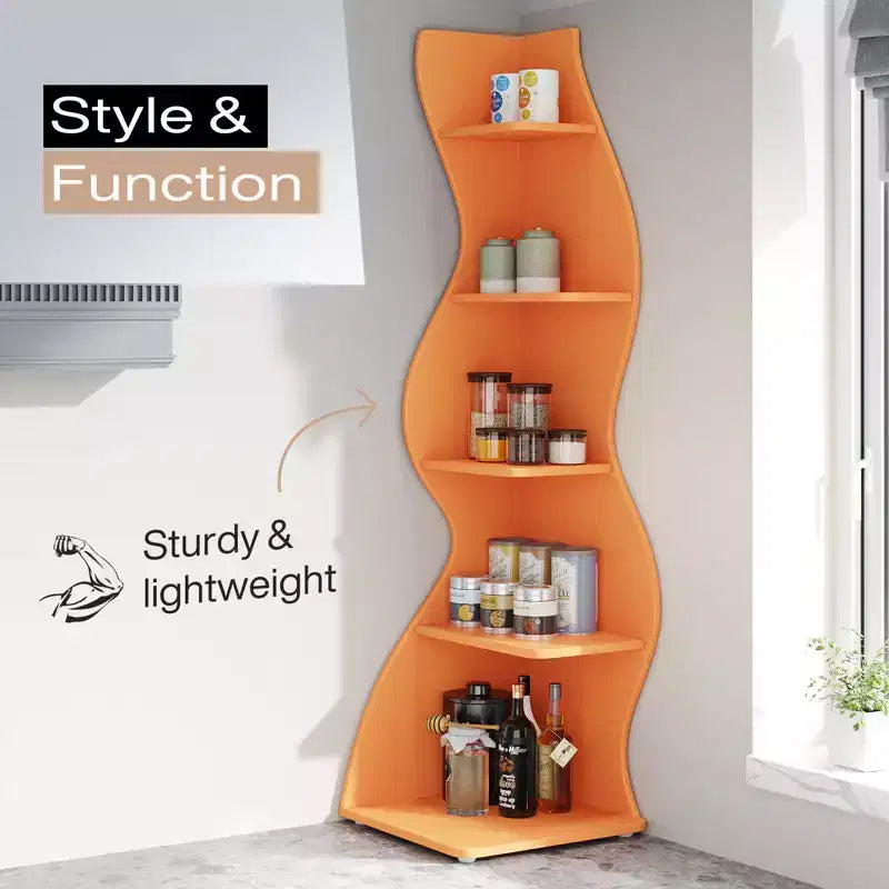 5-Tier Sea Grass-Shaped Wall Corner Bookshelf