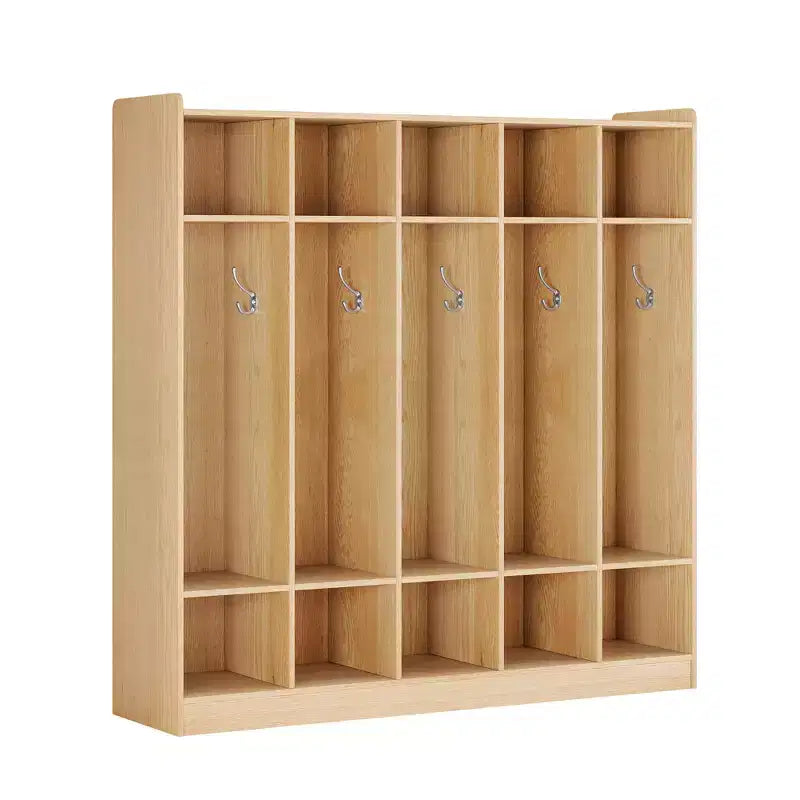 5-Section Classroom Coat Locker with 10 Cubbies, Cubby Storage Organizer with 10 Hooks for Home, School, Nursery, Kindergarten