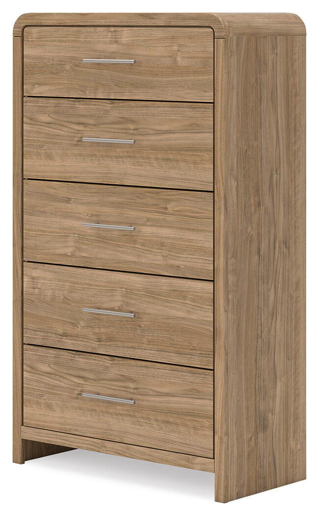Brown Five Drawer Chest