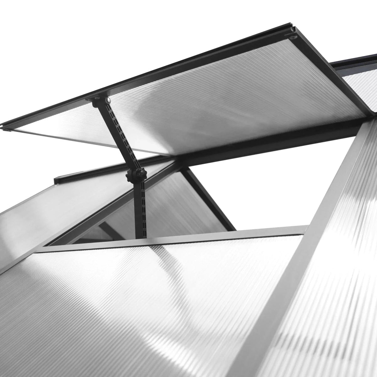 VEIKOUS Aluminum Walk-In Garden Greenhouse Kit with Adjustable Roof Vent and Lockable Door Grey