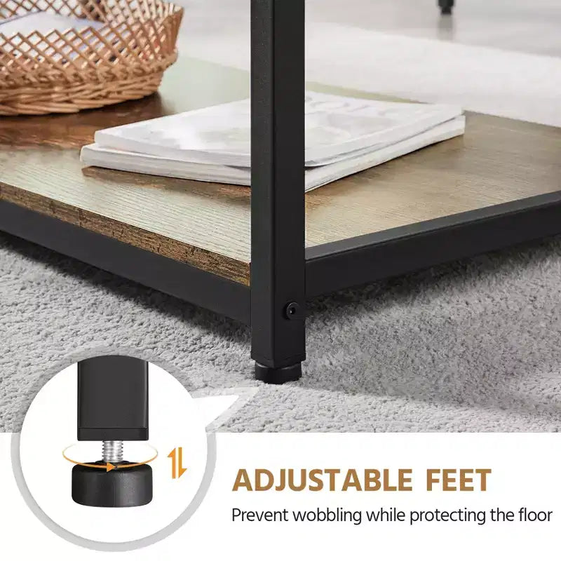 Yaheetech Wood Industrial Coffee Table with Storage Shelf for Living Room