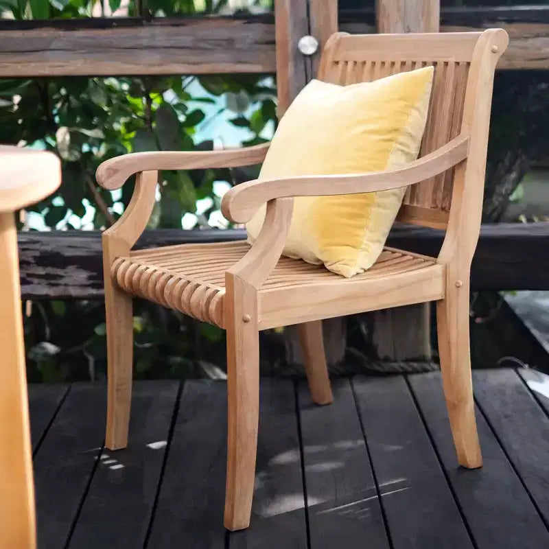 Sonoma Lane Rockport Teak Wood Outdoor Dining Chair Beige - Weather-Resistant with Foam Cushion