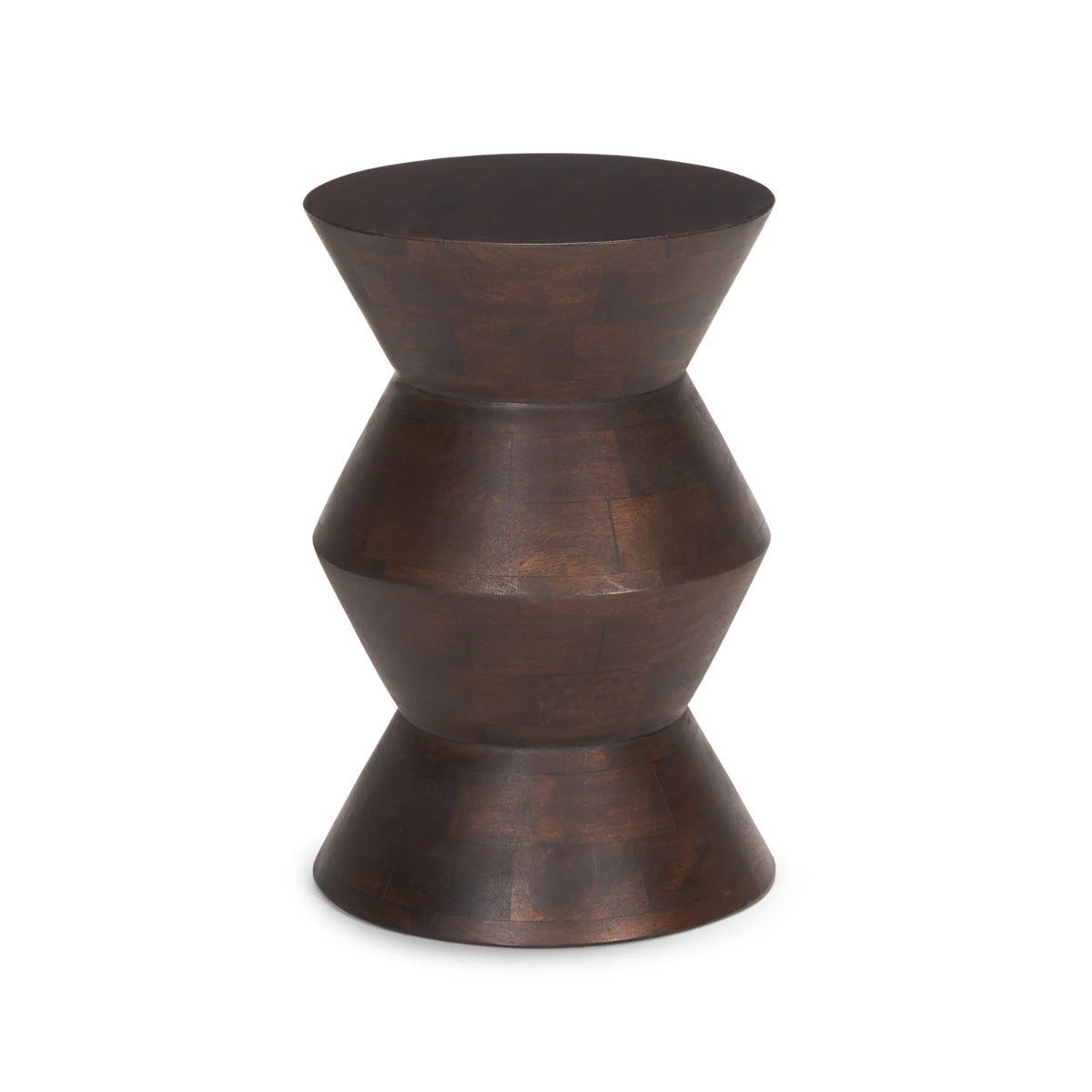 Bohemian Mango Wood Side Table with Geometric | Dark Brown