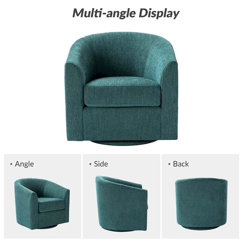 Cuenca Modern Upholstered Barrel Chair with Swivel Base Set of 2