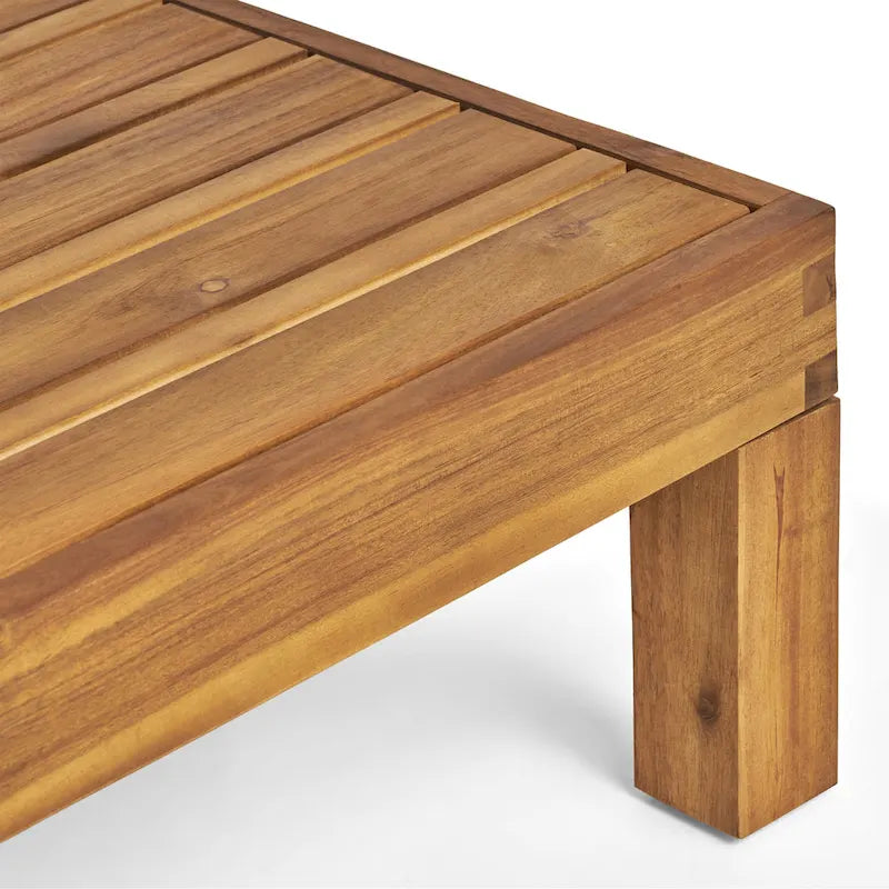 Oana Outdoor Acacia Wood Left Arm Loveseat and Coffee Table Set with Cushion by Christopher Knight Home