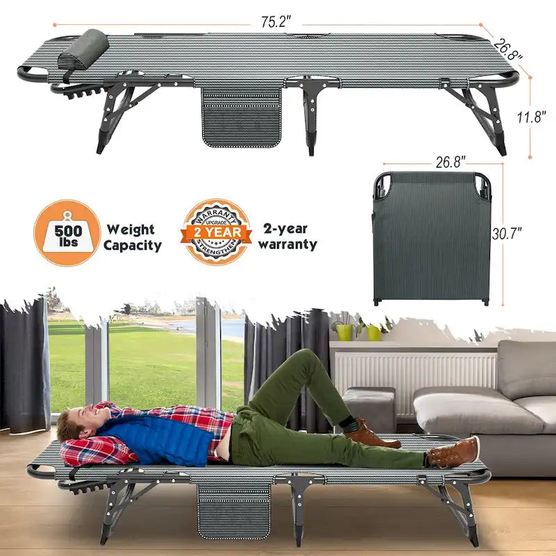 DoCred Upgraded Thicked Folding Camping Cot with Thicked Mattress