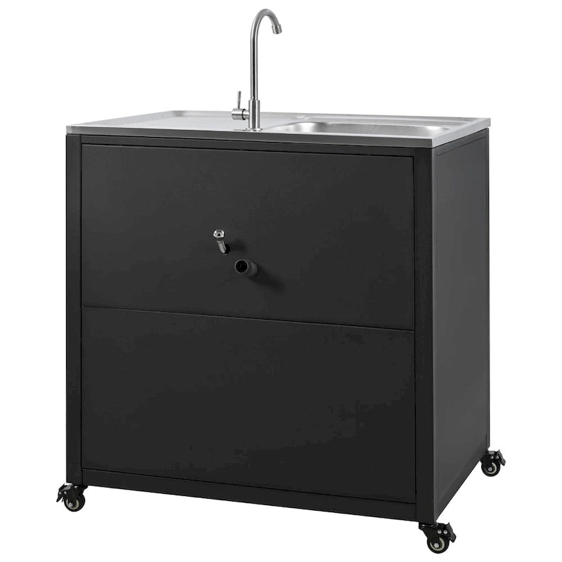 Outdoor Movable Kitchen Sink Patio Modular Kitchen Sink Station with Cabinet