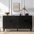 Meuble de rangement en bois à 4 portes, Buffet moderne noir, Meuble sur pied, Buffets en bois