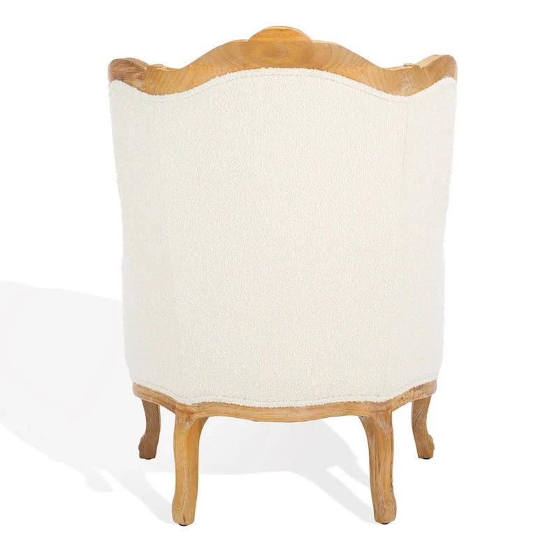 SAFAVIEH Couture Kali Oak Natural Linen Wing Chair - 34Wx34Dx40H