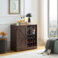 Wine Bar Cabinet for Liquor and Glasses, Farmhouse Coffee Bar, Cabinet with Wine Rack Barn Door Buffet Sideboard Cabinet