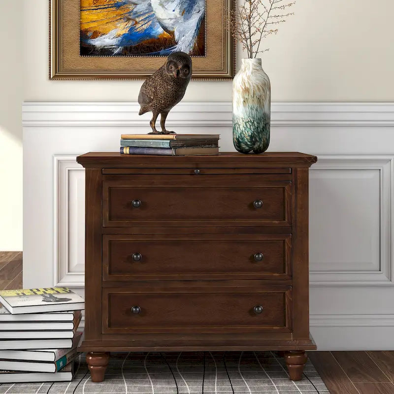 Meuble de rangement moderne en bois avec trois tiroirs pour chambre et salon