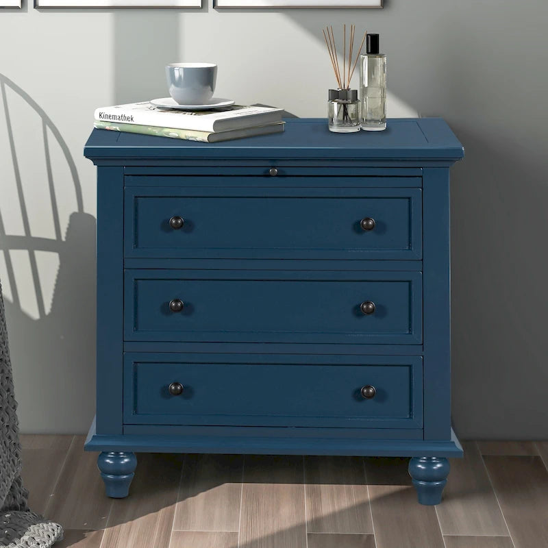 Meuble de rangement moderne en bois avec trois tiroirs pour chambre et salon