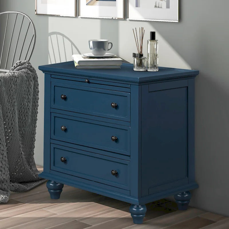 Meuble de rangement moderne en bois avec trois tiroirs pour chambre et salon