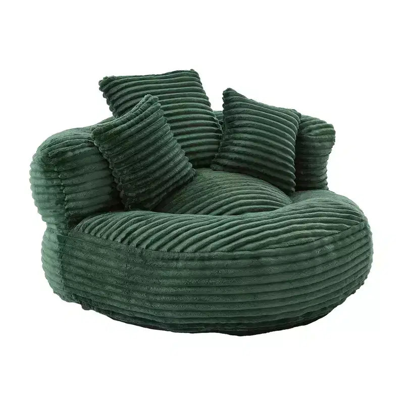 Bean Bag Sofa for Adults Kids, Oversized Corduroy Bean Bag Chair with 3 Pillows & Armrest for Living Room Bedroom - ModernLuxe