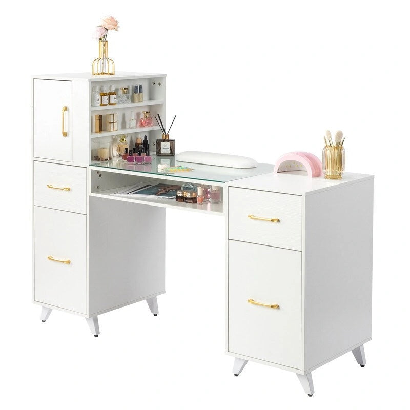 55-Inch Computer Desk with Shelves, Drawers and Cabinet