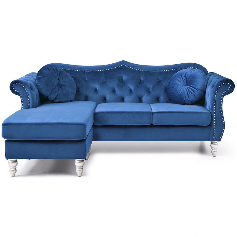 Hollywood Velvet Sofa with Reversible Chaise