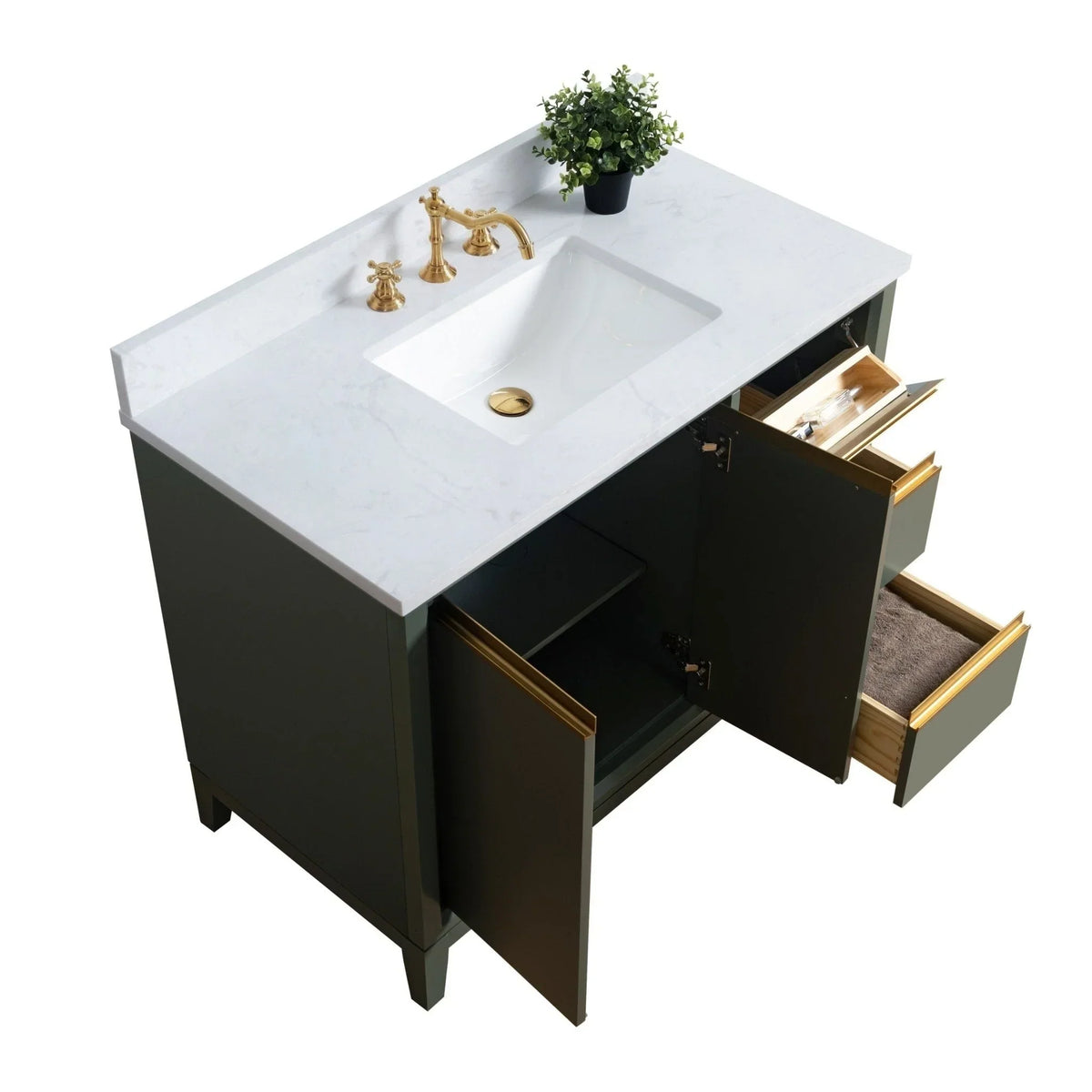 Vanity Art Bathroom Vanity with Ceramic Sink and Engineered Marble Top