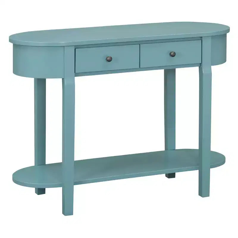 Okak Elegant Console Table with Smooth Glaze, Entry Table with Curved Design and 2 Drawers, Accent Table for Living Room, Hallway