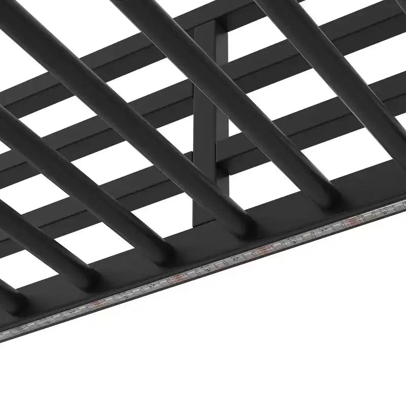 Twin Metal L-Shaped Loft Bed with Storage Shelves, 2 Built-in Desks - Black