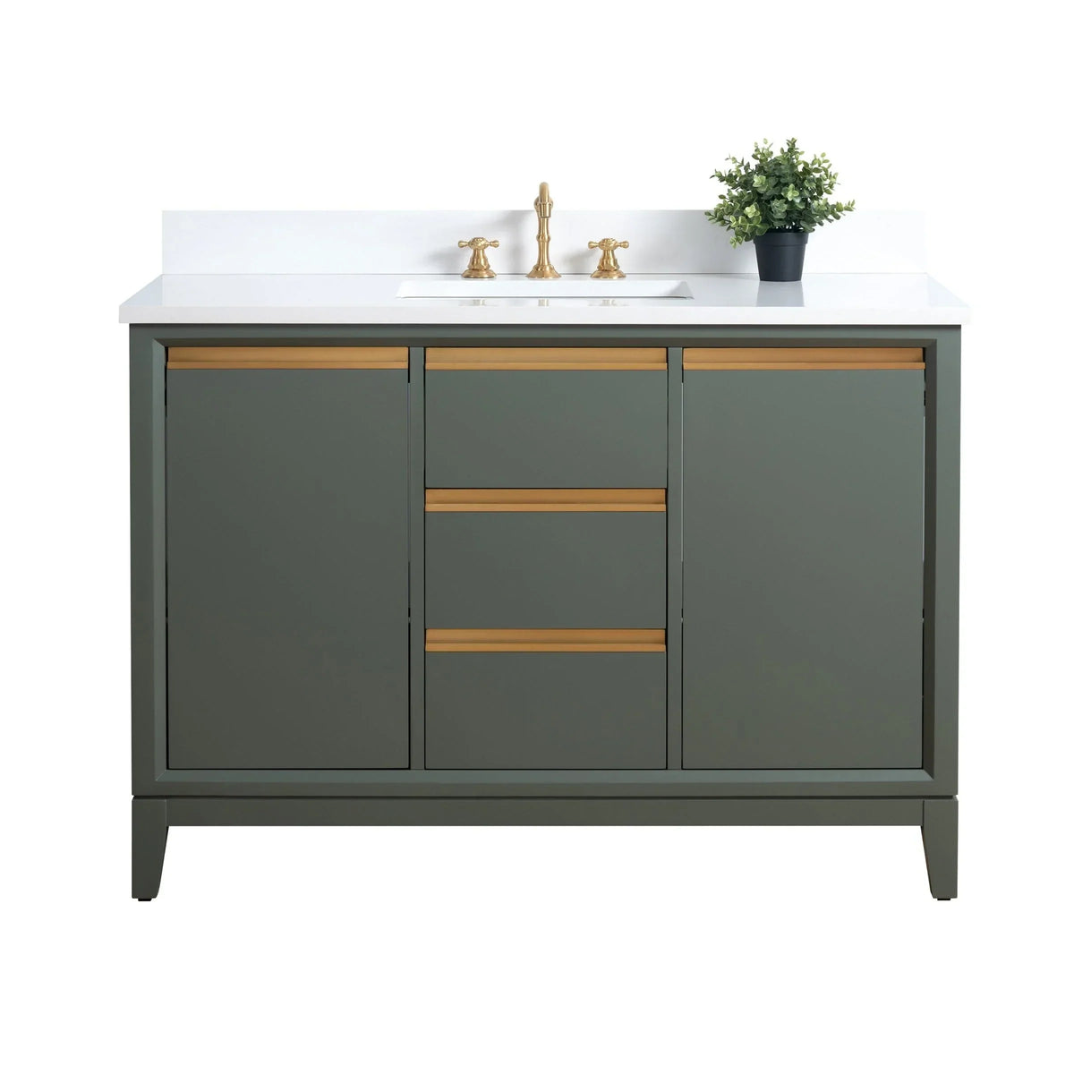 Vanity Art Bathroom Vanity with Ceramic Sink and Engineered Marble Top