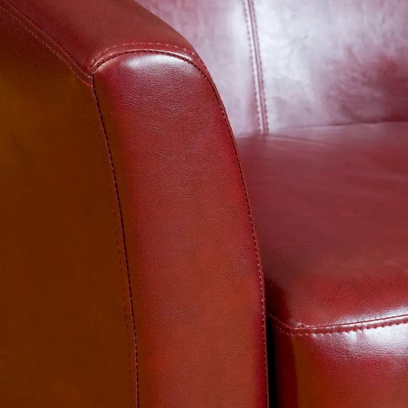 Oxblood Red Bonded Leather Tub Club Chair by Christopher Knight Home