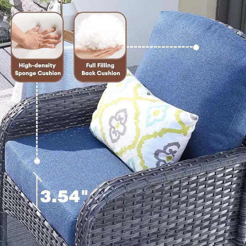 HOMLUX Set of 2 Patio Wicker Chairs Set Outdoor All Weather High Back Rattan Chairs