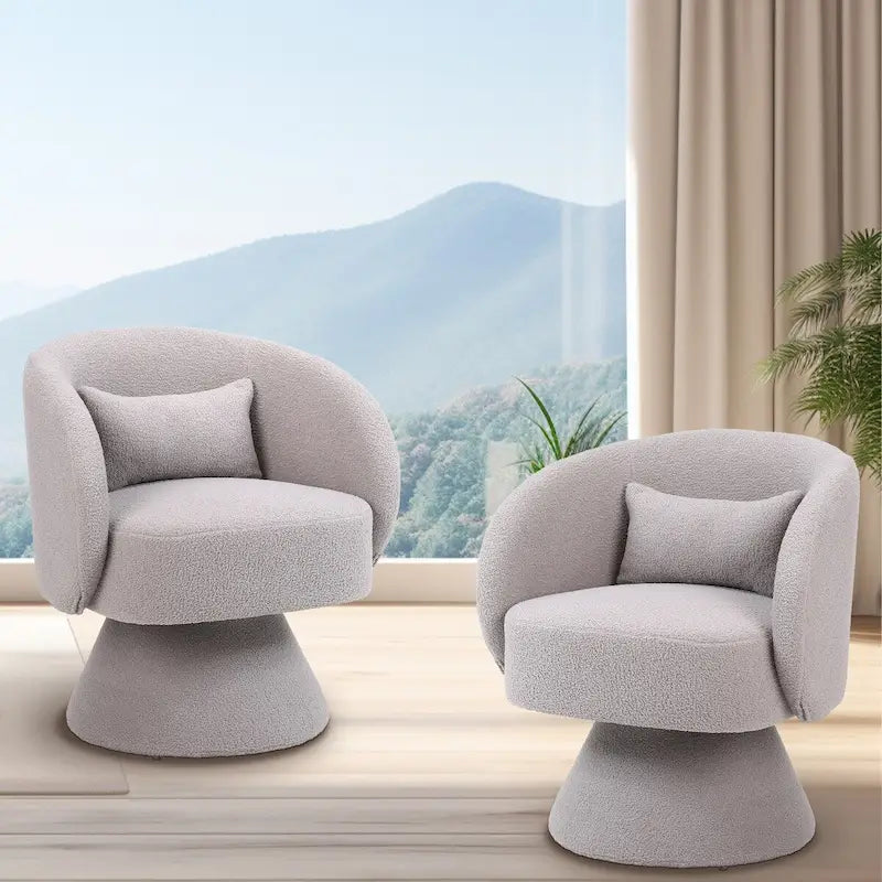 Upholstered Swivel Armchair (Set of 2)
