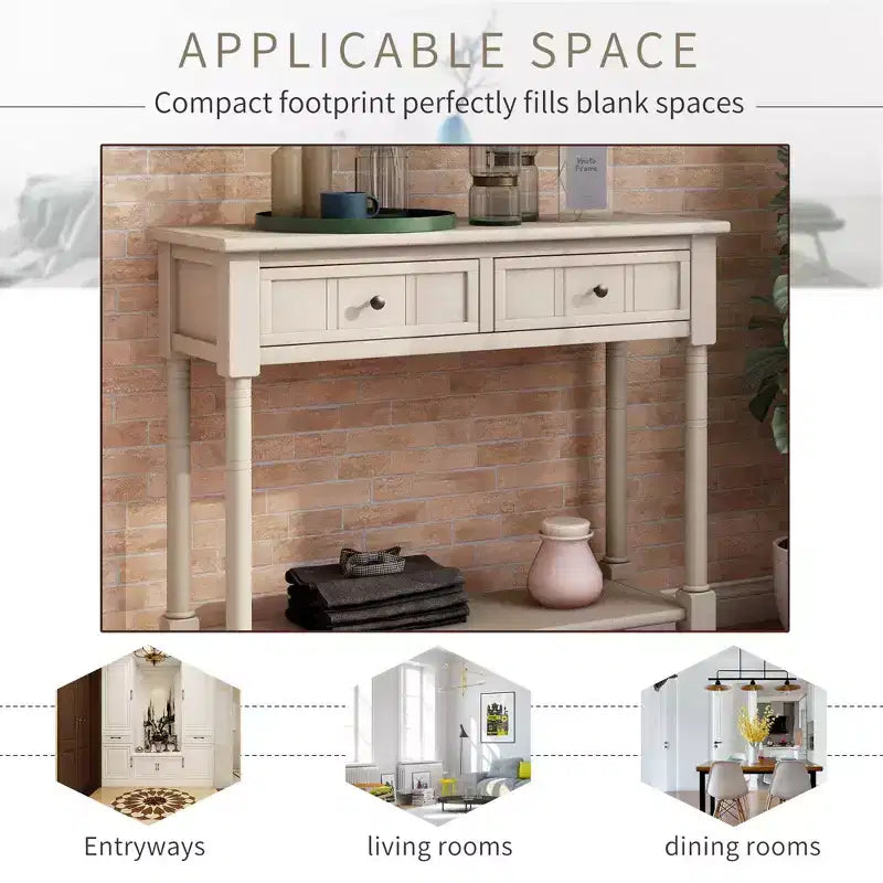 The Misty Moon Daisy Series Console Table Traditional Design with Two Drawers and Bottom Shelf (Espresso)