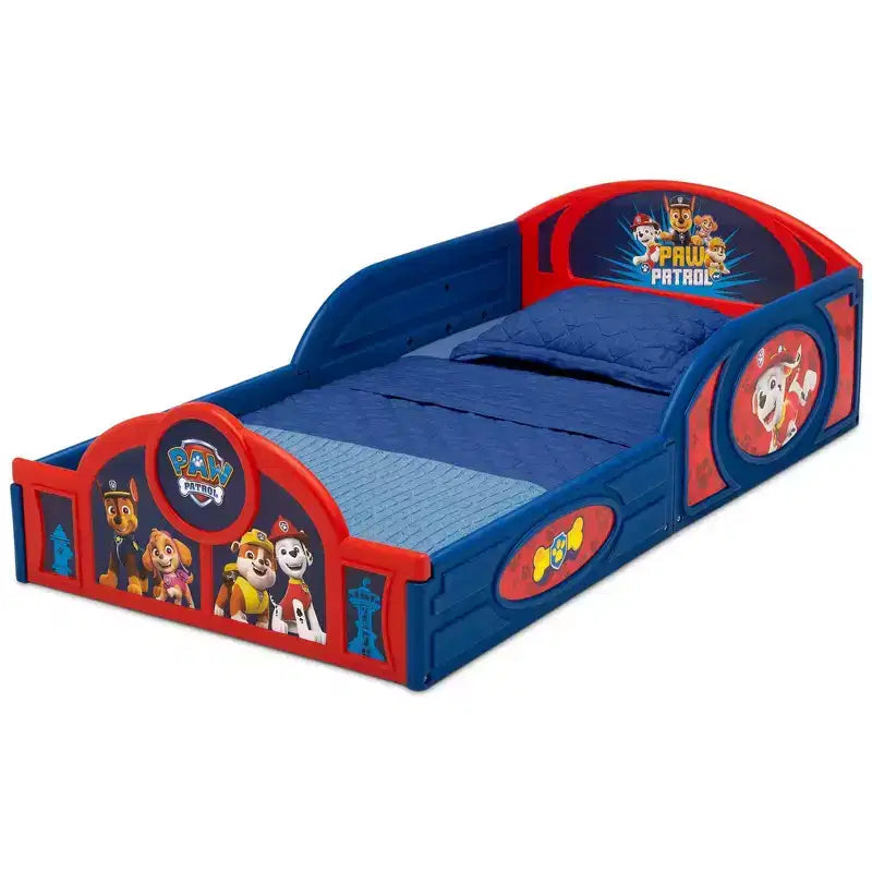 Delta Children Plastic Sleep and Play Toddler Kids Bed with Attached Guardrails - PAW Patrol