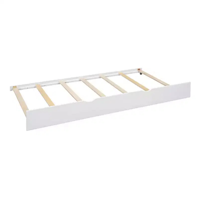 Twin Size House Bed with Trundle and Storage Shelf for Kids, White