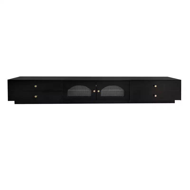 TV Stand for 95 TV, Extra Long Media Console with 2 Doors & 4 Drawers, Large TV Storage Cabinet Entertainment Center with Fluted Glass Doors