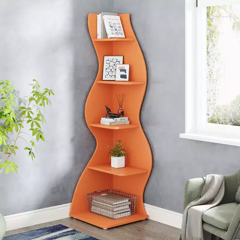 5-Tier Sea Grass-Shaped Wall Corner Bookshelf