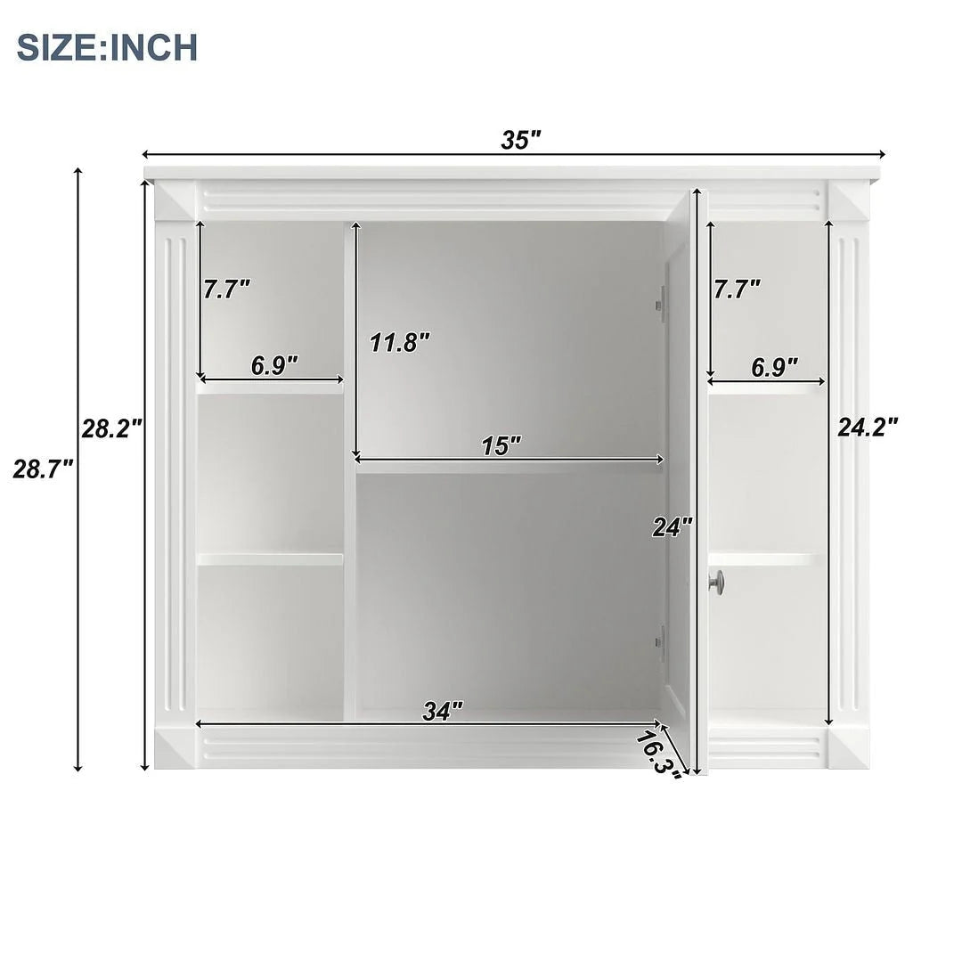 36 Modern Bathroom Vanity with Top Sink and Mirror Cabinet,2 Doors and 2 Drawers