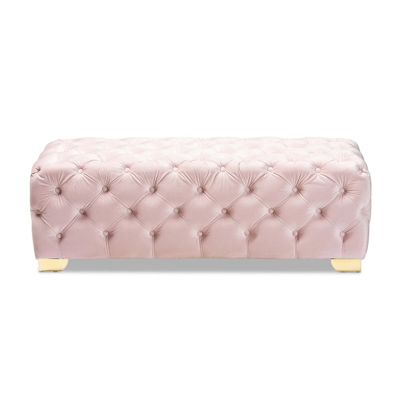 Gracewood Hollow Solanki Velvet Fabric Ottoman Bench