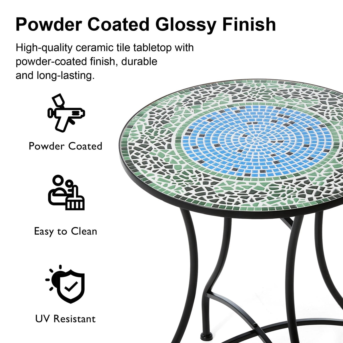 Glitzhome Outdoor Metal Folding Bistro Set 3PCS Patio Table Chairs