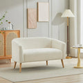 Corduroy Fabric Upholstered 2-Seat Sofa with Wooden Walnut Legs